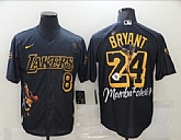 Dodgers 8 & 24 Kobe Bryant Black With KB Patch Cool Base Fashion Jersey,baseball caps,new era cap wholesale,wholesale hats